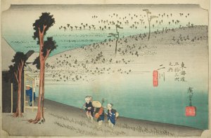 Futakawa: Planalto de Sarugababa (Futakawa, Sarugababa), da série "Cinquenta e três estações do Tokaido (Tokaido gojusan tsugi no uchi)", também conhecido como Hoeido Tokaido de Utagawa Hiroshige