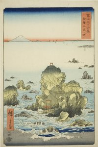 Baía de Futami na província de Ise (Ise Futamigaura), da série "Trinta e seis vistas do Monte Fuji (Fuji sanjurokkei)" de Utagawa Hiroshige