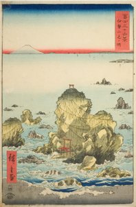 Baía de Futami na província de Ise (Ise Futamigaura), da série "Trinta e seis vistas do Monte Fuji (Fuji sanjurokkei)" de Utagawa Hiroshige