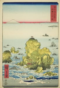 Baía de Futami na província de Ise (Ise Futamigaura), da série "Trinta e seis vistas do Monte Fuji (Fuji sanjurokkei)" de Utagawa Hiroshige