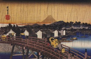 Hiroshige, Uma ponte à chuva de Utagawa Hiroshige