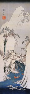 Hiroshige, Um desfiladeiro coberto de neve de Utagawa Hiroshige