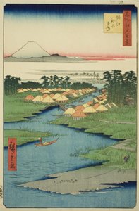Horie e Nekozane, da série "Cem Vistas Famosas de Edo (Meisho Edo hyakkei)" de Utagawa Hiroshige