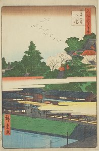 Santuário de Ichigaya Hachiman (Ichigaya Hachiman), n.o 41 da série "Cem vistas famosas de Edo (Meisho Edo hyakkei)" de Utagawa Hiroshige
