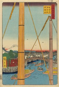 Inari B Ridge Draft d Port Shline, Teppo Figure (Figura Teppo Inari Bridge Minato Shrine)” de Utagawa Hiroshige
