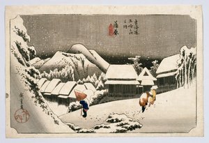 Kambara, de cinquenta e três estações na estrada de Tokaido, c.1834 ou mais tarde (impressão do woodblock) de Utagawa Hiroshige