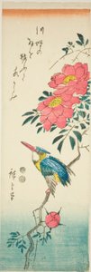 Martim-pescador e rosas de Utagawa Hiroshige