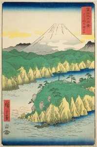 Lago em Hakone (Hakone no kosui), da série "Trinta e seis vistas do Monte Fuji (Fuji sanjurokkei)" de Utagawa Hiroshige