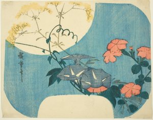 Morning Glories, Pinks, and Maiden Flower, da série "Seven Autumn Flowers in Moonlight" de Utagawa Hiroshige