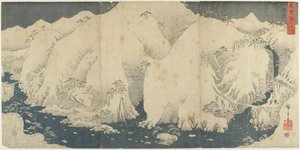 Montanha e rio na passagem de Kiso, agosto de 1857