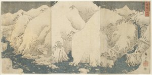 Montanha e rio na passagem de Kiso, agosto de 1857