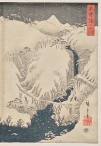 Montanha e rio na estrada de Kiso de Utagawa Hiroshige