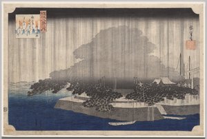 Night Rain em Karasaki, da série Eight Views of Ōmi de Utagawa Hiroshige