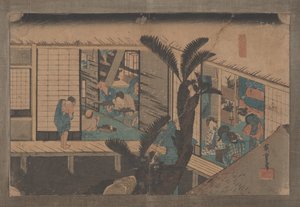 No. 37 &39;Akasaka: Inn com servindo empregadas domésticas de 53 estações do Tokaido, 1833