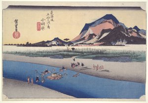 Odawara Ferry, da série Cinquenta e três estações do T?kaid? de Utagawa Hiroshige