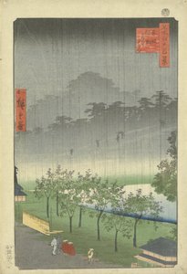 Plantação de Paulownia em Akasaka na chuva da noite de Utagawa Hiroshige