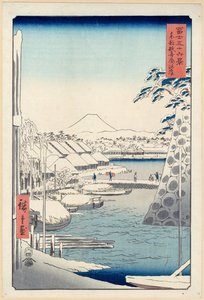 Margem do rio em Sukiya em Edo (Tōto Sukiya-gashi), da série Trinta e seis vistas do Monte Fuji (Fuji de Utagawa Hiroshige
