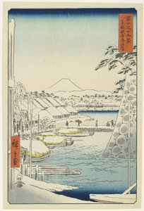Margem do rio de Sukiya na capital oriental, abril de 1858