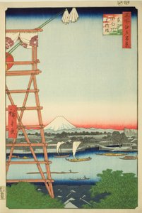 Rokoku Eco-Member Plan d Motoyanagi Bridge (Rokoku Eco-Member Motoyanagibashi), da série "Ridges" )” de Utagawa Hiroshige