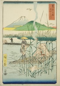 Rio Sagami (Sagamigawa), da série "Trinta e seis vistas do Monte Fuji (Fuji sanjurokkei)" de Utagawa Hiroshige