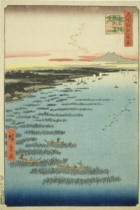 Samezu core st membros th Shinagawa (costa sul de Shinagawa Samezu), da série "Ridge dre d fa net s view ws of Edo (Cem pontos turísticos famosos de Edo)" de Utagawa Hiroshige