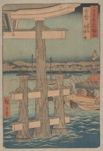 Cena no santuário de Itsukushima, província de Aki