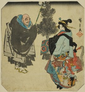 Seki: Priest Ikkyu and the Hell Courtesan, da série "Fifty-three Pairings for the Tokaido Road (Tokaido gojusan tsui)" de Utagawa Hiroshige