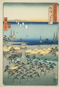 Projeto Settsu: Idemi Bea ch em SumiyoshiーOh d Proinses de Utagawa Hiroshige