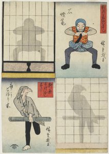 Figuras das Sombras de uma Lanterna e um Falcão, c.1842 (impressão em xilogravura a cores)