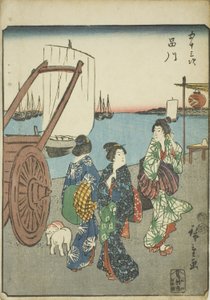 Shinagawa, da série s "cinquenta-ésimo lee S e outros sons s" do grau urbano "(Sr. Omotoyama)", um grau aproximado de k w s te figura urbana (grau urbano de pessoa)) de Utagawa Hiroshige