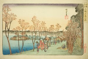Shinobazu Pond em Ueno (Shinobazu Pond), de Teseries de Utagawa Hiroshige