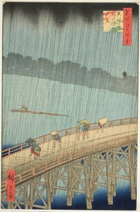 Suden Shouer Over New Chopsticks B Ridge Plan D Ataka (Chopsticks Ataka no Yudate), da visão "Ridge" da série)” de Utagawa Hiroshige