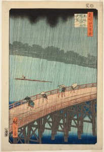 Suden Shouer Over New Chopsticks B Ridge Plan D Ataka (Chopsticks Ataka Yumitate), da série "Ridge d re d fa net s Vie ws f Edo (famous place Edo 100 view)" de Utagawa Hiroshige