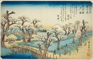 Gow na ponte Koganei (ponto de verificação Koganei-bashi), da série Te de Utagawa Hiroshige
