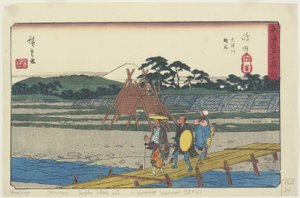 Banco Suruga do rio O_i em Shimada, 1841-1842