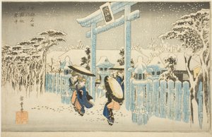 O Templo de Gion na Neve (Gionsha setchu), da série "Lugares Famosos em Kyoto (Kyoto meisho no uchi)" de Utagawa Hiroshige