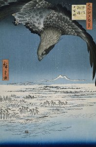 A planície de Jumantsubo em Susaki perto de Fukagawa, 1857 (cor xilogravura)
