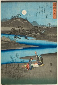 O Rio Kinuta Jewel na Província de Settsu (Settsu Kinuta), da série "Seis Rios Jewel nas Várias Províncias (Shokoku Mu Tamagawa)" de Utagawa Hiroshige