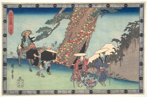 A Liga Leal dos Quarenta e Sete R?nin (Ch?shingura), Ato VIII: A Esposa e Filha de Honz? viagem para Quioto de Utagawa Hiroshige