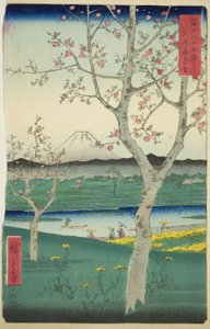 Os arredores de Koshigaya na província de Musashi (Musashi Koshigaya zai), da série "Trinta e seis vistas do Monte Fuji (Fuji sanjurokkei)" de Utagawa Hiroshige