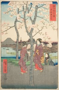 O aterro Sumida na Capital Oriental (Toto Sumida zutsumi), da série "Trinta e seis vistas do Monte Fuji (Fuji sanjurokkei)" de Utagawa Hiroshige