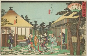 Te Tagawa e outros membros de urânio F teoria de Daionji (em frente a Daionji, Tagawaya), da série s "Redes Fa menos outros urânio ts de Edo (série de revisão de nomes antigos de Edo) ” de Utagawa Hiroshige