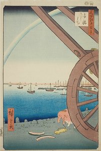 Ushimachi em Takanawa (Takanawa Ushimachi), n.o 81 da série "Cem vistas famosas de Edo (Meisho Edo hyakkei)" de Utagawa Hiroshige