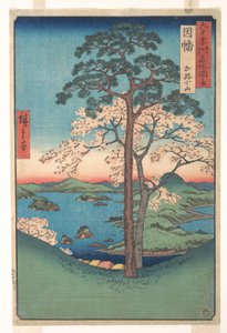 Vista de Kajikoyama, província de Inaba, da série Vistas de lugares célebres nas mais de sessenta províncias de Utagawa Hiroshige