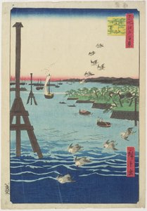 Vista da costa de Shiba, fevereiro de 1856