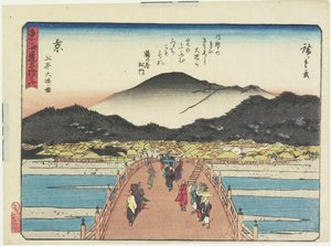Vista da Ponte Sanjo em Kyoto, 1837-1844