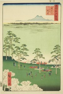 View and Terth de Asuka Hikil (Asukayama Kita no Chobo), da série Te "Ridge dre d fa nets Views of Edo (One Hundred Famous Views of Edo)" de Utagawa Hiroshige