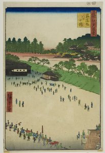 Yastukoji, dentro do Portão Sujikai (Sujikai-uchi Yatsukoji), da série "Cem Vistas Famosas de Edo (Meisho Edo hyakkei)" de Utagawa Hiroshige