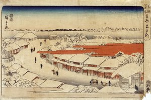 Yoshiwara Yuki no Asa, 1850 (cor xilogravura) (cor xilogravura)