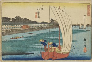 «Banco de areia em Ōhashi», da série «Vistas Notáveis de Edo» de Utagawa Hiroshige